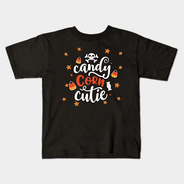 Candy Corn Cutie Halloween Couple Kids T-Shirt by Barts Arts